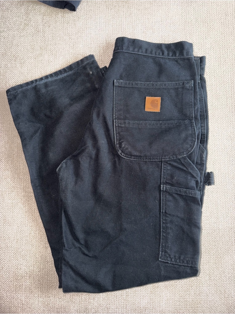 Carhartt Men's Black Cargo Work Pants with Patch Logo